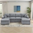 Pemberly Row U Sectional Sofa Chaise Armless Chair Set 2 Pillows in Fog Gray