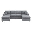 Pemberly Row U Sectional Sofa Chaise Armless Chair Set 2 Pillows in Fog Gray