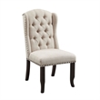 Pemberly Row 6 Piece Dining Table Bench Wingback Chair Set Beige Black Wood
