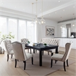 Pemberly Row 6 Piece Dining Table Bench Wingback Chair Set Beige Black Wood