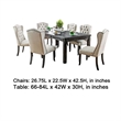 Pemberly Row 7 Piece Dining Table and Wingback Chair Set Beige Linen Black Wood