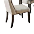 Pemberly Row 7 Piece Dining Table and Wingback Chair Set Beige Linen Black Wood