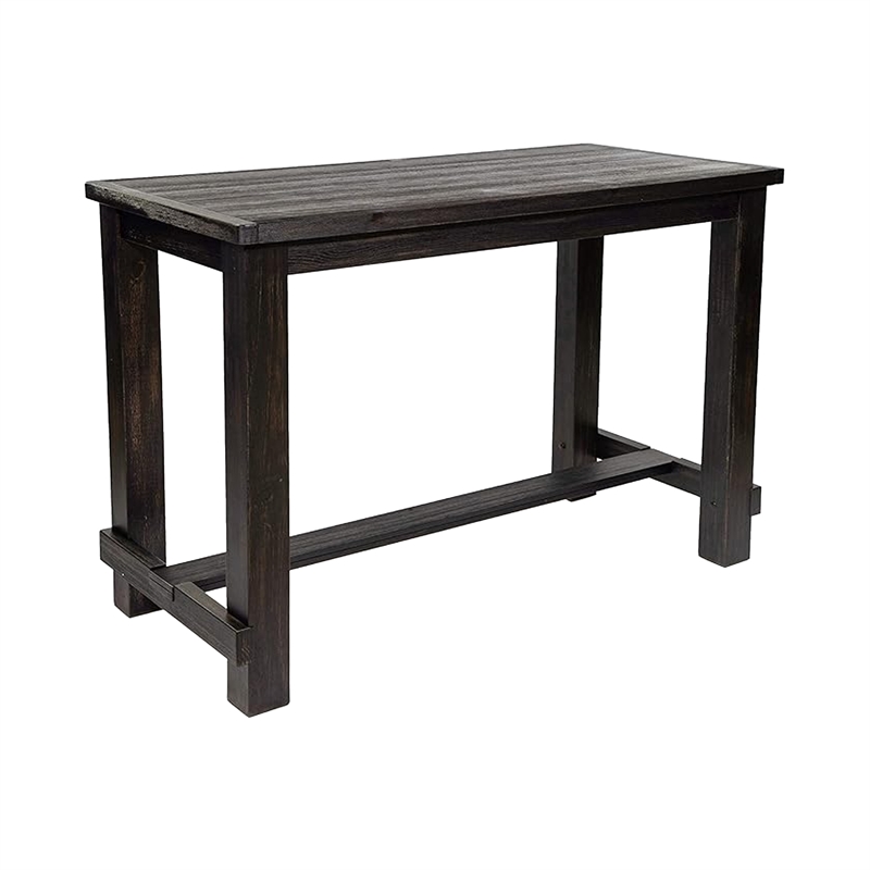 Pemberly Row 5 Piece Bar Height Table and Chair Set in Ivory Black Solid Wood