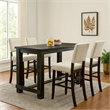 Pemberly Row 5 Piece Bar Height Table and Chair Set in Ivory Black Solid Wood