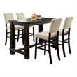 Pemberly Row 5 Piece Bar Height Table and Chair Set in Ivory Black Solid Wood