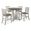 Pemberly Row 5 Piece Counter Height Round Table Chair Set White Brown Wood