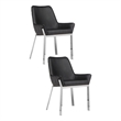 Pemberly Row 23 Inch Set of 2 Dining Chairs Foam Fill Black Faux Leather