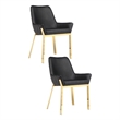 Pemberly Row 23 Inch Dining Accent Chair Set of 2 Tufted Black Faux Leather