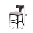 Pemberly Row 27 Inch Counter Height Chair T Shape Back Beige Linen in Black
