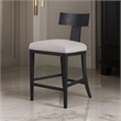 Pemberly Row 27 Inch Counter Height Chair T Shape Back Beige Linen in Black