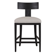 Pemberly Row 27 Inch Counter Height Chair T Shape Back Beige Linen in Black