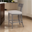 Pemberly Row 27 Inch Counter Height Chair T Shape Back Soft Beige Linen Gray