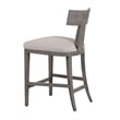 Pemberly Row 27 Inch Counter Height Chair T Shape Back Soft Beige Linen Gray