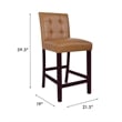 Pemberly Row Counter Stool Chair Set of 2 in Brown Faux Leather Tufted Back