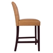 Pemberly Row Counter Stool Chair Set of 2 in Brown Faux Leather Tufted Back