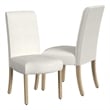 Pemberly Row Dining Chair Set of 2 Scalloped Details Cream White Woven Fabric