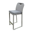 Pemberly Row Barstool Chair Set of 6 Thick Seat Cushion in Gray Wicker Frame