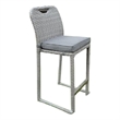 Pemberly Row Barstool Chair Set of 6 Thick Seat Cushion in Gray Wicker Frame