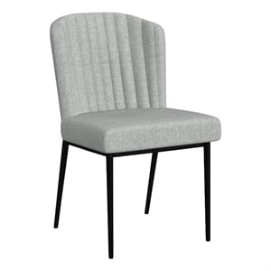 Pemberly Row Dining Chair Set of 2 Curved Back Gray Woven Fabric Black Metal