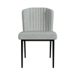 Pemberly Row Dining Chair Set of 2 Curved Back Gray Woven Fabric Black Metal