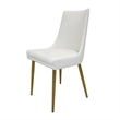 Pemberly Row Dining Chair Set of 2 White Faux Leather Upholstery Gold Legs