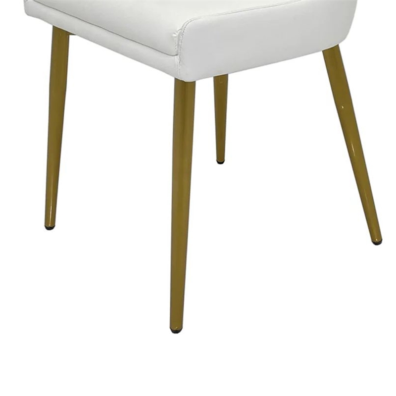 Pemberly Row Dining Chair Set of 2 White Faux Leather Upholstery Gold Legs