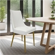 Pemberly Row Dining Chair Set of 2 White Faux Leather Upholstery Gold Legs