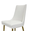 Pemberly Row Dining Chair Set of 2 White Faux Leather Upholstery Gold Legs