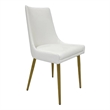 Pemberly Row Dining Chair Set of 2 White Faux Leather Upholstery Gold Legs