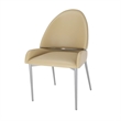 Pemberly Row Dining Chair Set of 2 in Taupe Faux Leather Gold Metal Accents