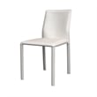 Pemberly Row Side Dining Chair Set of 2 White Faux Leather Modern Metal Legs