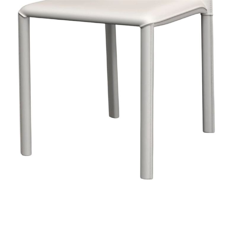 Pemberly Row Side Dining Chair Set of 2 White Faux Leather Modern Metal Legs