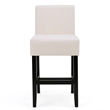 Pemberly Row Counter Stool Chair Set of 2 Metal Kickplate in Beige Polyester