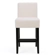 Pemberly Row Counter Stool Chair Set of 2 Metal Kickplate in Beige Polyester