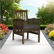 Pemberly Row Dining Chair Slatted Back Outdoor Natural Brown Wood in Dark Gray