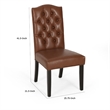 Pemberly Row Dining Chair Set of 2 Crown Top in Brown Tufted Faux Leather