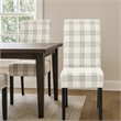 Pemberly Row Dining Side Chair Set of 2 in Gray Plaid Fabric Black Wood Legs