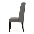 Pemberly Row Dining Chair Set of 2 Dark Brown Wood Tufted Gray Wingback