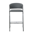 Pemberly Row Barstool Chair Set of 2 in Gray Faux Leather Padded Chrome Iron