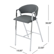 Pemberly Row Barstool Chair Set of 2 in Gray Faux Leather Padded Chrome Iron