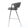 Pemberly Row Barstool Chair Set of 2 in Gray Faux Leather Padded Chrome Iron