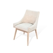Pemberly Row Low Back Dining Chair Set of 2 Light Gray Fabric Wheat Brown Wood