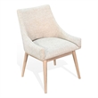 Pemberly Row Low Back Dining Chair Set of 2 Light Gray Fabric Wheat Brown Wood