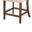 Pemberly Row Counter Stool Chair Set of 2 in Beige Dark Brown Solid Mahogany