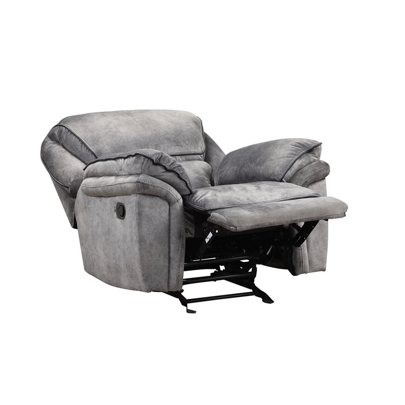 Pemberly Row 3 Piece Sofa Loveseat Chair Manual Recliner Set Gray Faux Leather