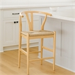 Pemberly Row Wishbone Counter Stool Chair Handwoven Rope Natural Brown Wood
