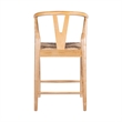 Pemberly Row Wishbone Counter Stool Chair Handwoven Rope Natural Brown Wood