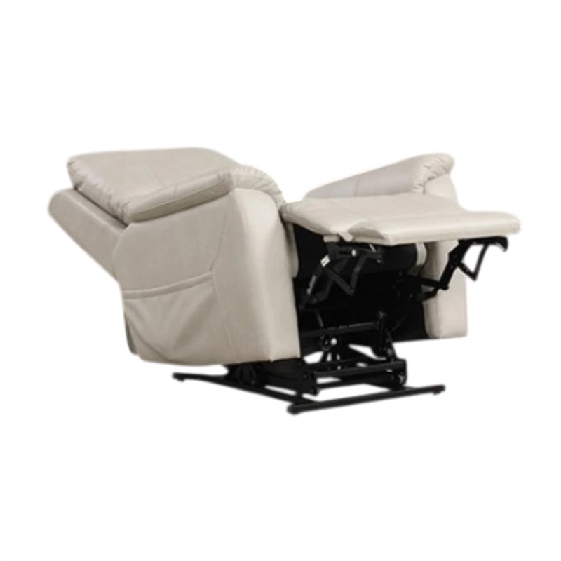 Pemberly Row Chair with Power Headrest Light Gray Faux Leather USB Charging