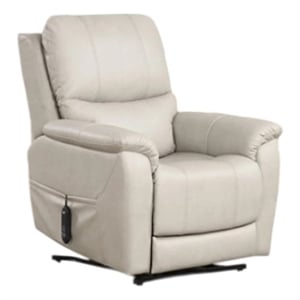 Pemberly Row Chair with Power Headrest Light Gray Faux Leather USB Charging