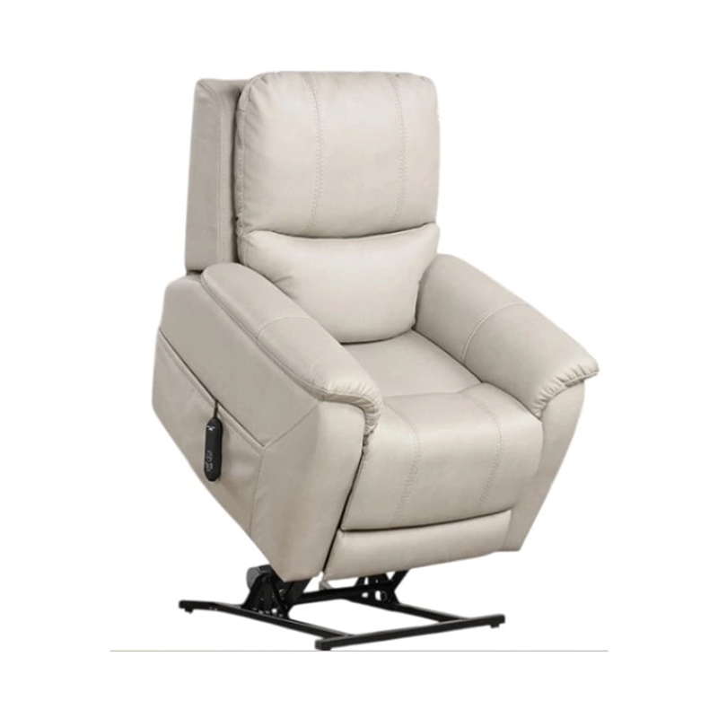 Pemberly Row Chair with Power Headrest Light Gray Faux Leather USB Charging